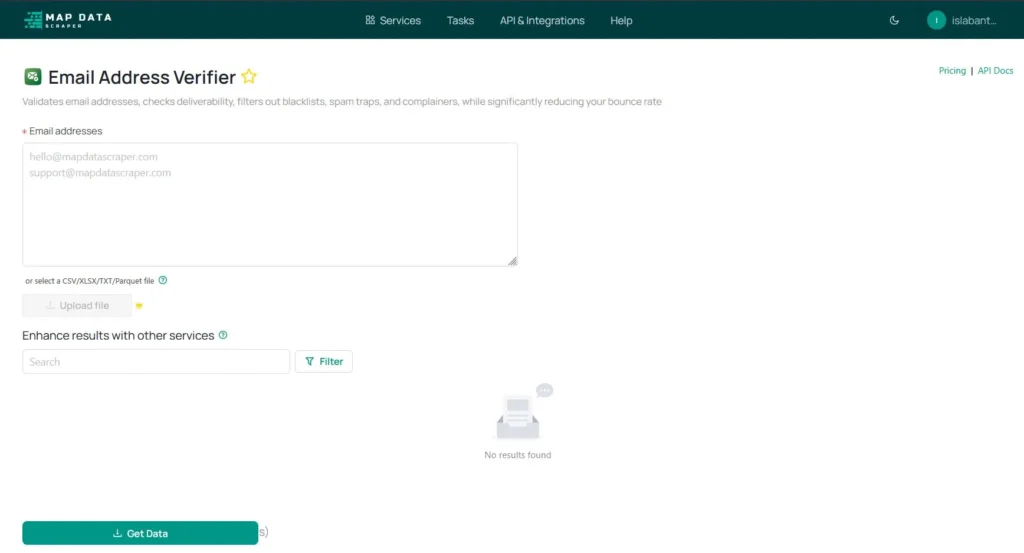Email Address Verifier Dashboard