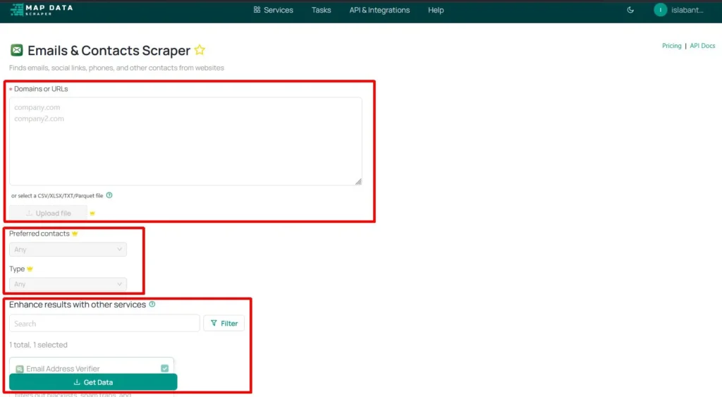 Emails and Contacts Scraper