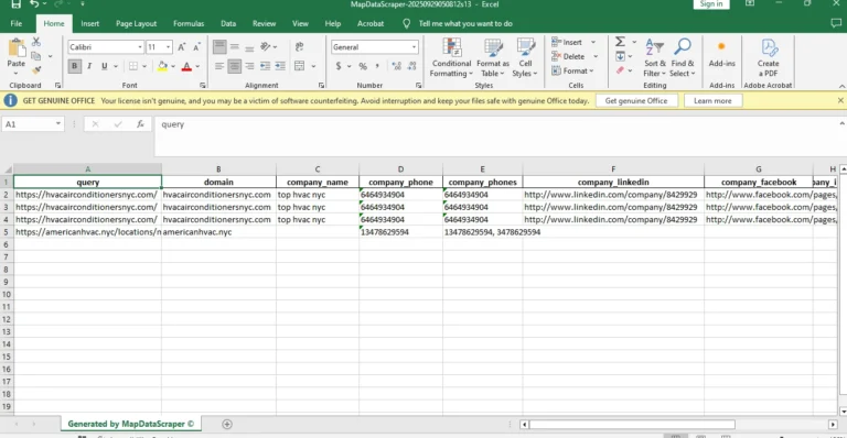 Contacts & Leads Enrichment - Saved Data is a sample enrichment validating the leads and contacts of the business.