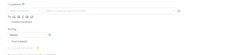 Google Maps Reviews Scraper Locations it show variety of filters pertaining to locations.