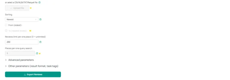 Google Maps Reviews Scraper Sorting a drop down that shows the oldest to newest reviews.