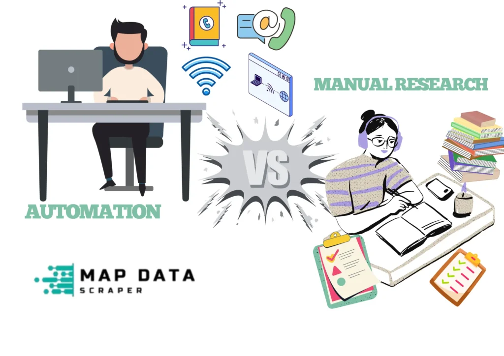 The quality of insights, delivery in terms of speed, accuracy, scalability, and cost-effectiveness are favorable to MapDataScraper compared to manual research.