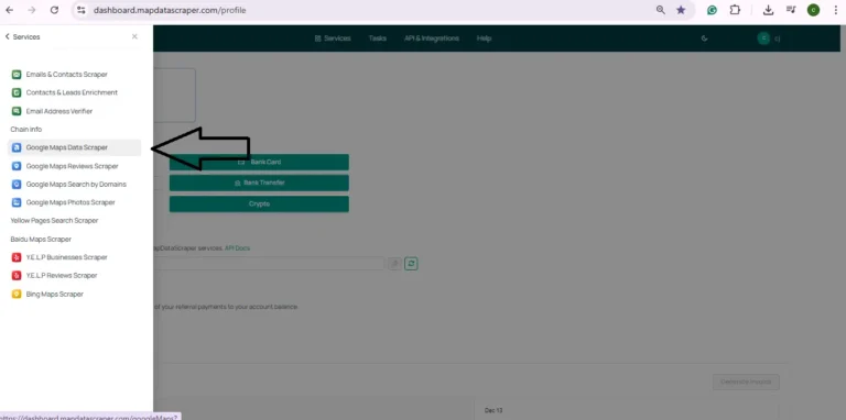 Identify which scraper to use in the MapDataScraper App.This includes Emails & Contacts Scraper, Contacts & Leads Enrichment, Email Address Verifier, Chain Info, Google Maps Data Scraper, Google Maps Reviews Scraper, Google Maps Search by Domains, Google Maps Photos Scraper, Yellow Pages Search Scraper, Baidu Maps Scraper, Bing Maps Scraper, etc.